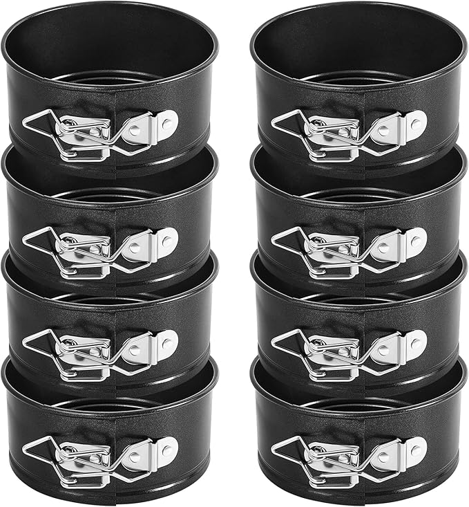 Sunnyray 8 Pcs 4 Inch Springform Pan for Baking Mini Cheesecake Pans with Removable Bottom Nonstick Leakproof Round Cake Mold Spring Form Molds for Mini Cheesecake Pizza and Quiches (Black)
