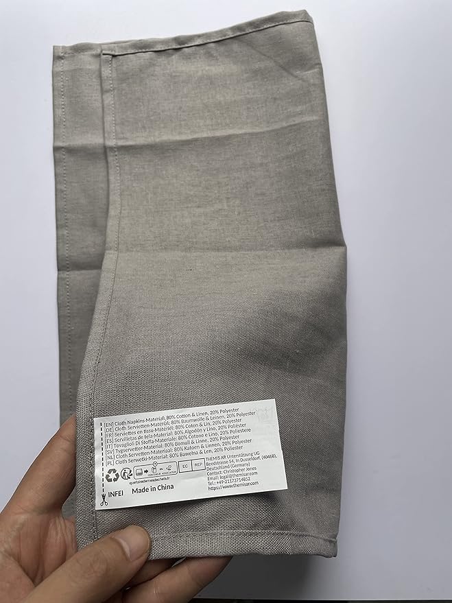 Solid Color Blended Thin Dinner Cloth Napkins - Set of 12 (40 x 40 cm) - for Events & Home Use (Silver)