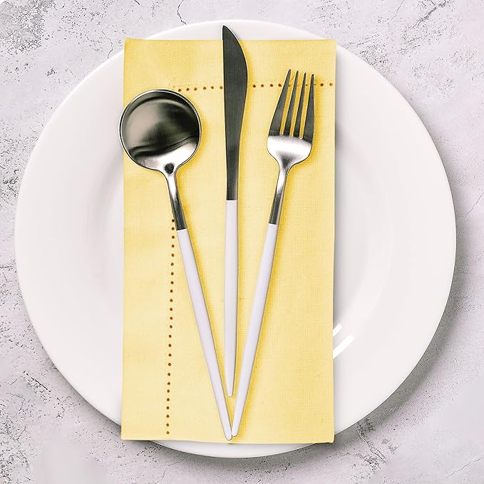 Urban Villa Cloth Napkins Set of 12 20x20 Inches 100% Cotton Hemstitch Napkins Cloth Washable Durable Reusable Absorbent Table Dinner Napkins Cloth for Hotel Lunch Restaurant Weddings Parties – Yellow