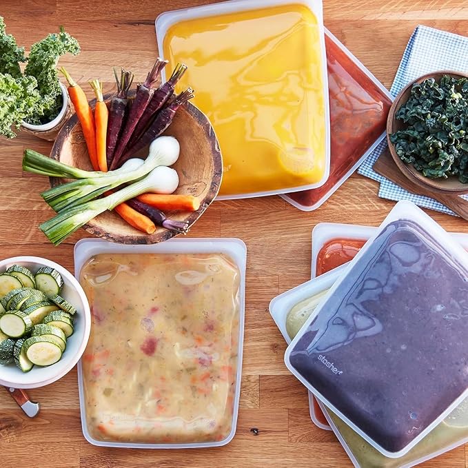 Stasher Premium Silicone Reusable Food Storage Half Gallon Bag, Tide Pool, Microwave, Sous Vide, Dishwasher, Oven and Freezer Safe, BPA Free, Leak-free, Eco-friendly, 64 Oz