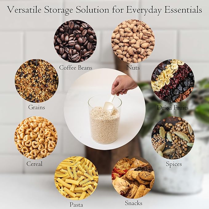 Glass Storage Jars Set Elegant Containers with Airtight Bamboo Lids, Perfect for Kitchen Organization - Flour, Rice, Pasta, Sugar, Coffee Beans, Accessories Included (2 packs(37oz / 110oz))