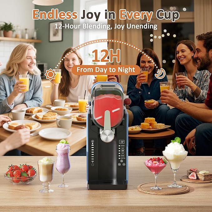 Slushie Machine, Slushy for Home No Ice Need, Professional Frozen Drink Maker & Margarita Machine, 6 Presets for Milkshakes, Frappés, Slush, Ice Cream, Large Capacity, Blue