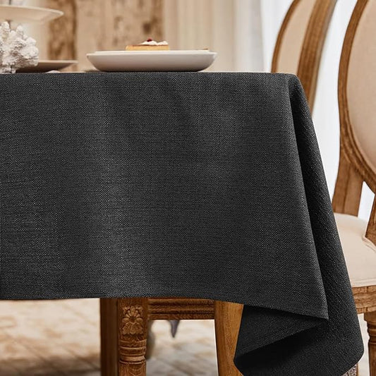 BALCONY & FALCON Small Square Tablecloth Washable Wrinkle Resistant and Water Proof Table Cloth Decorative Linen Tablecloths for Bedside End Table Bedroom Nightstand (Black, 35x35)