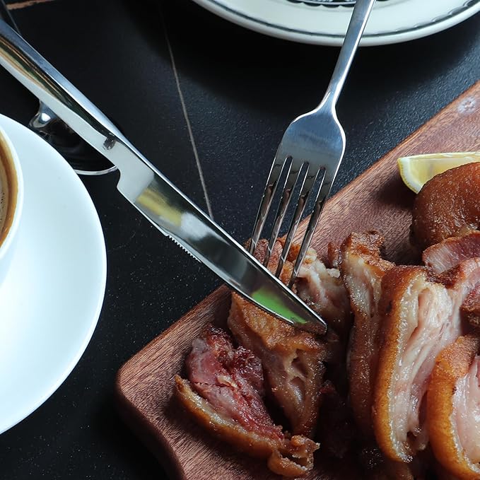 Silverware Set Flatware Set 18/10 Stainless Steel Mirror Polished 20 Pieces Cuboid Handle Cutlery Set Service for 4