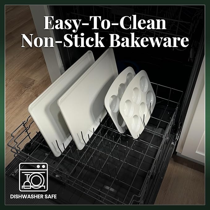 Larder & Vine 8-Piece Bakeware Set | Non-Stick Baking Set with Ceramic Finish | PFAS, PFOA, PTFE, and BPA Free Baking Essentials | Baking Sheets, Muffin Tins and Assorted Baking Pans | Cabernet