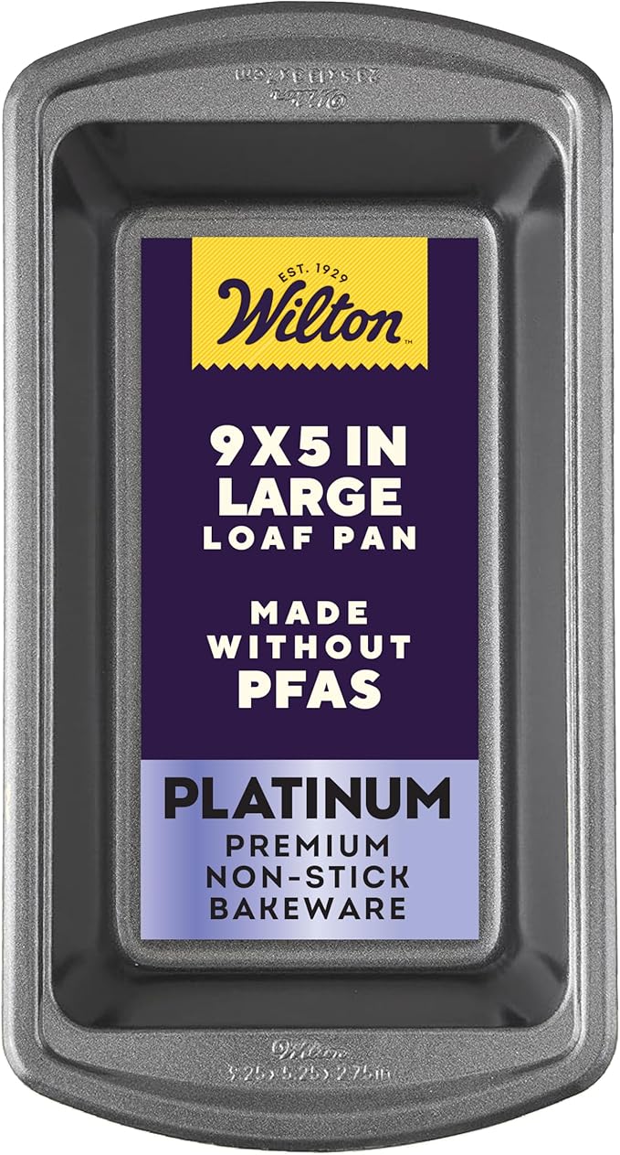 Wilton Platinum Non-Stick 9 x 5 in Loaf Pan, Stainless Steel Bakeware, Made without PFAS, Packaging May Vary