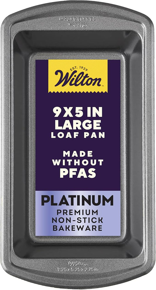 Wilton Platinum Non-Stick 9 x 5 in Loaf Pan, Stainless Steel Bakeware, Made without PFAS, Packaging May Vary
