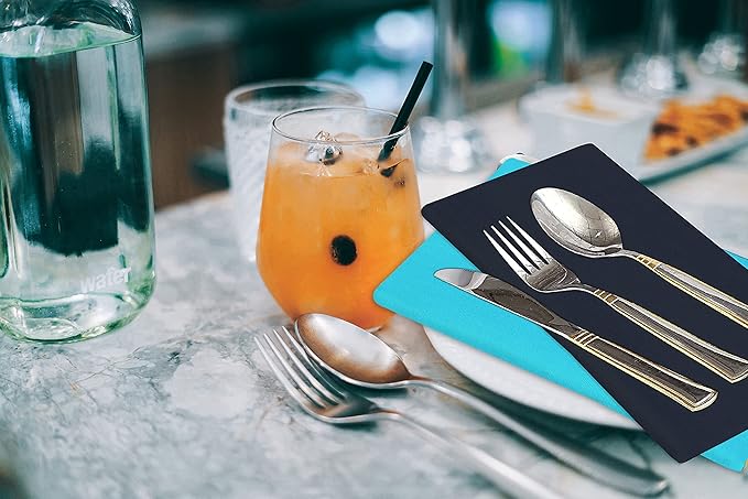 Ruvanti Cloth Napkins Set of 12, 18x18 Inches Napkin Cloth Washable, Soft, Durable, Absorbent Cotton Blend. Table Dinner-Napkin Cloth for Hotel, Lunch, Restaurant, Wedding Parties - Dark Grey & Teal