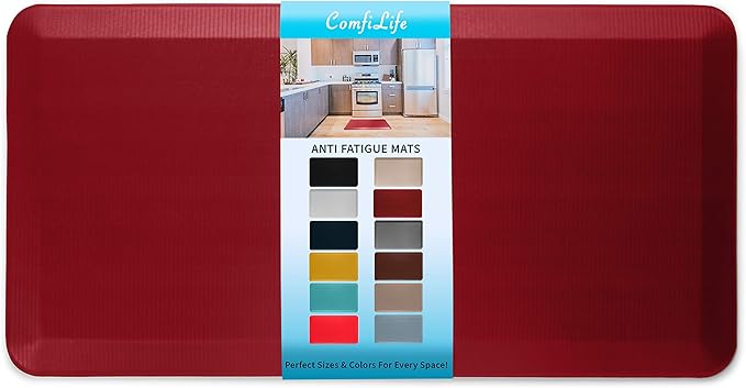 ComfiLife Anti Fatigue Floor Mat – 3/4 Inch Thick Kitchen Mats for Floor, Standing Desk Mat, Kitchen Rug – Comfort at Home, Office – Durable – Stain Resistant – Non-Slip Bottom (20" x 39", Red)