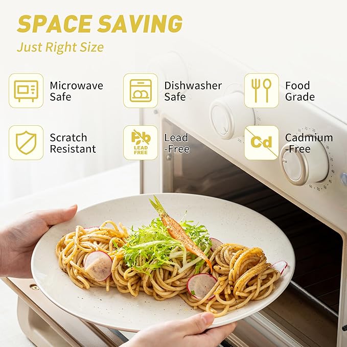 Plates and Bowls Sets, 12 Pieces Modern Stoneware Dinnerware Set for 4 Kitchen Dinner Set Ceramic Dishware Dishes Set Microwave and Dishwasher Safe (White)