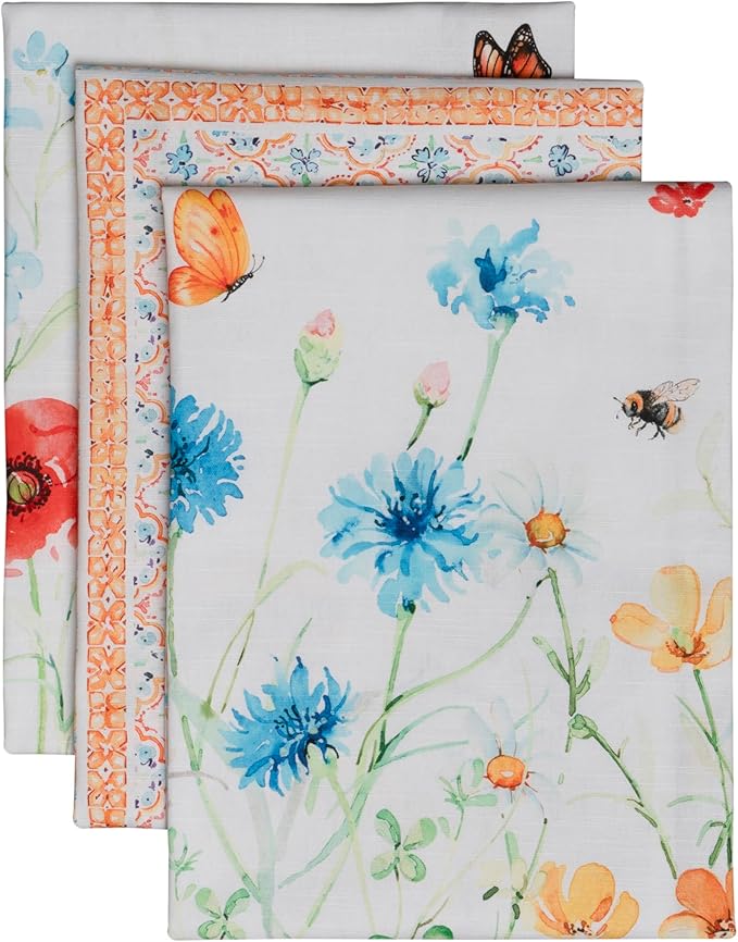 Maison d' Hermine Kitchen Towels Set of 2 100% Cotton 27.50" x 20" Reusable Cloth Tea Dish Towels Absorbent with Hanging Loop for Kitchen, Dining, Cocktail Parties Spring/Summer (Summer Whisper)