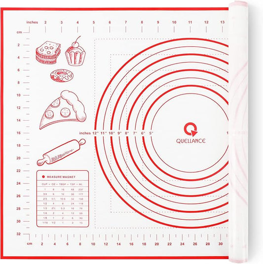 Silicone Pastry Baking Mat Dough - 16x24Inch Large Non Stick Slip Cookie Bread Rolling Mats Sheet, Kitchen Counter Kneading Cooking Board Pad Matt with Measurement for Pie Pizza Cookies Fondant Making