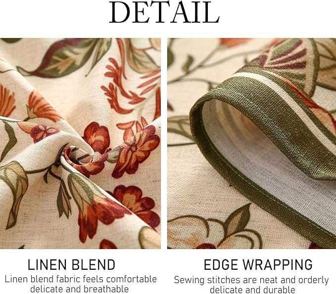 French Tablecloth for Square Tables,Linen Table Cloth with Colorful Flowers Pattern,Heavy Durable Table Cover for Dining Thanksgiving Kitchen Decor Party Banquet Christmas,55"*55"