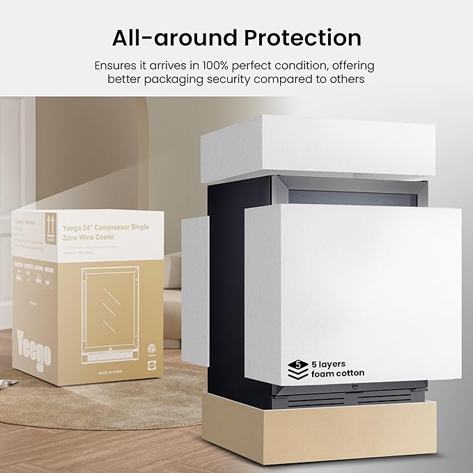 Yeego 24 Inch Wine Fridge Dual Zone, 47 Bottles Wine Cool Refrigerator with Glass Door, Built-in/Freestanding/Under Counter, Perfect for Home & Kitchen