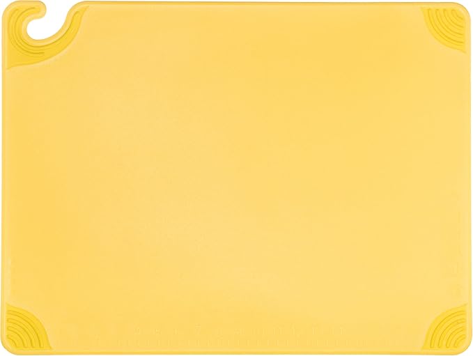 San Jamar Saf-T-Grip Plastic Cutting Board With Safety Hook, 18" x 24" x 0.5", Assorted Colors, (Set of 6)