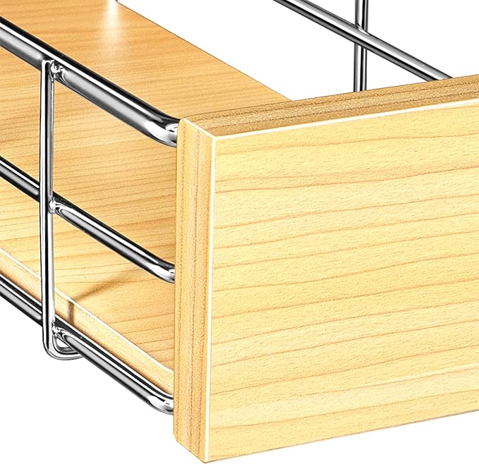 LYNK PROFESSIONAL® SELECT™ Pull Out Under Sink Kitchen Cabinet Organizer - 11.5 in. x 18 inch deep Drawer - Sliding Shelf Organizer and Undersink Storage Shelves - Lifetime Ltd. Warranty – Chrome