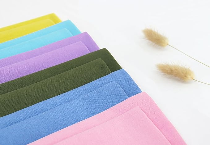 PurpleEssences Set of 12 Cloth Dinner Napkins 100% Cotton 18x18 Inch - Soft Durable Washable - Ideal for Farmhouse Party Fall Thanksgiving - Perfect Everyday Use Table Linen - Multicolor