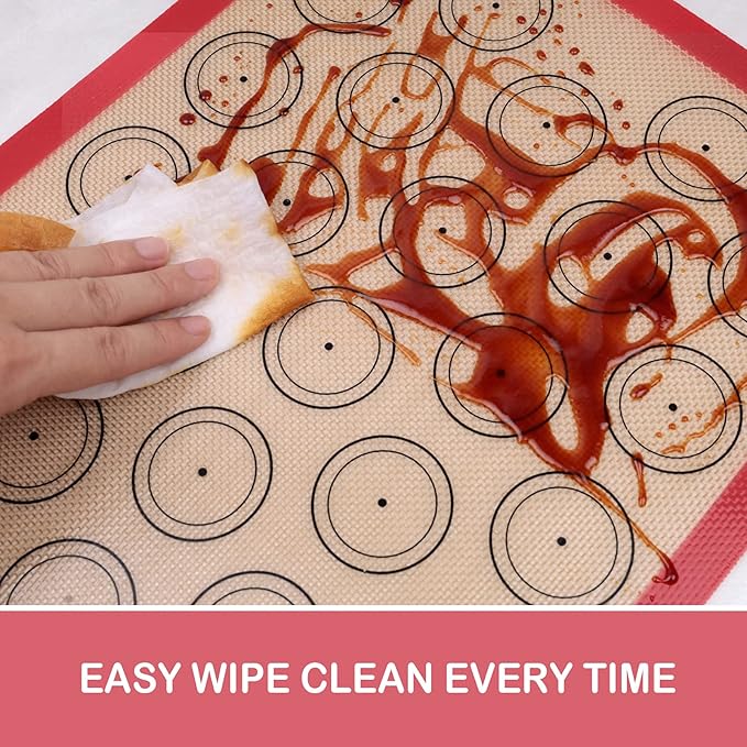 STATINT Silicone baking Mat, Non-Stick Food Safe Set of 2 Half Sheet Reusable Heat Resistant Liner +1 Quarter Reusable Baking Mat for Macarons, Cookies, Pastries, Bread, Meat