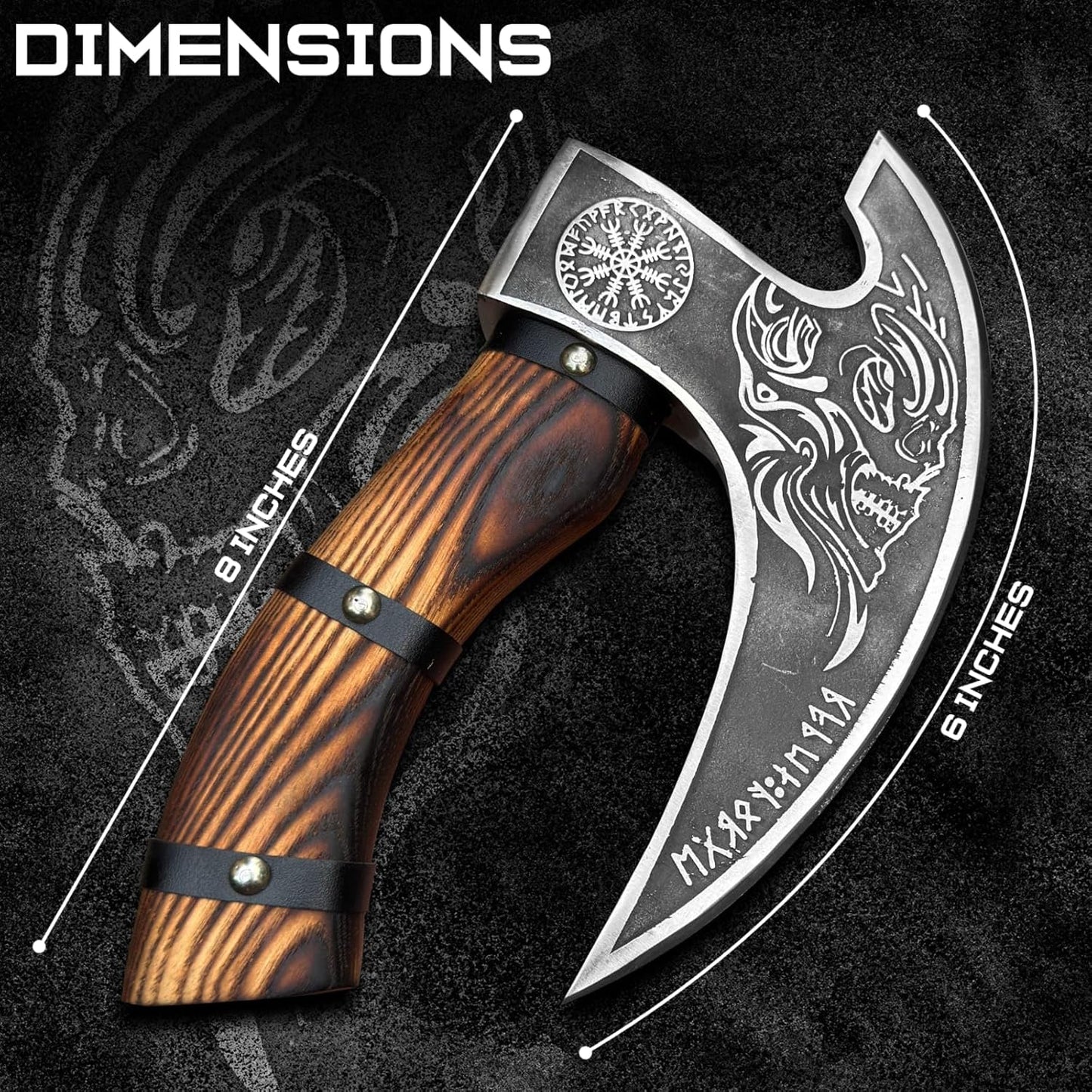 Viking Style Pizza Cutter Handmade Ulu Rocker Knife with Engraved Blade Durable Wooden Handle with Leather Grip Includes Leather Sheath