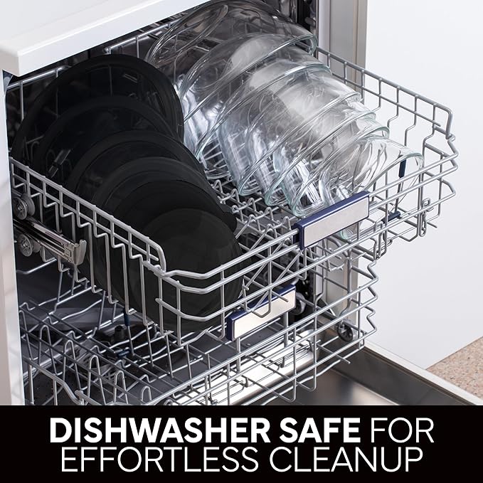 COOK WITH COLOR 12 Pc Glass Mixing Bowl Set with Lids – Borosilicate Glass Nesting Bowls for Cooking, Baking and Meal Prep, Black