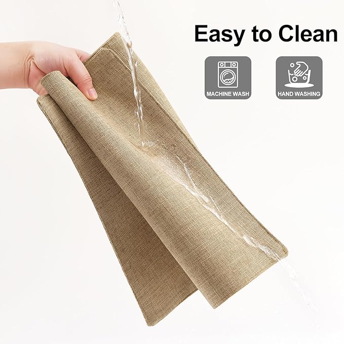 Homaxy Cloths Placemats for Dining Table Set of 6, Heat Resistant Washable Cotton Linen Blend Table Mats, Easy to Clean Place Mats for Indoor Outdoor Party Kitchen Decoration, 13" x 19", Flaxen