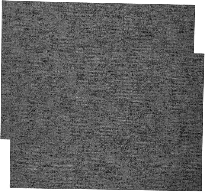 Angoily 2pcs Reversible Faux Leather Placemats Non-Slip Heat Resistant Dining Table Mats with Fabric Texture Spillproof Protection for Indoor Outdoor Kitchen Use