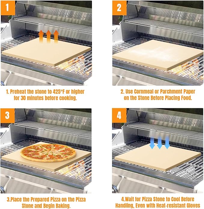 Pizza Stone for Oven 16" x 16" Pizza Stone for Grill Heavy Duty Cordierite Baking Stone for Grill, Ideal for Baking Different Sizes of Pizzas or Bread - Includes Scaper