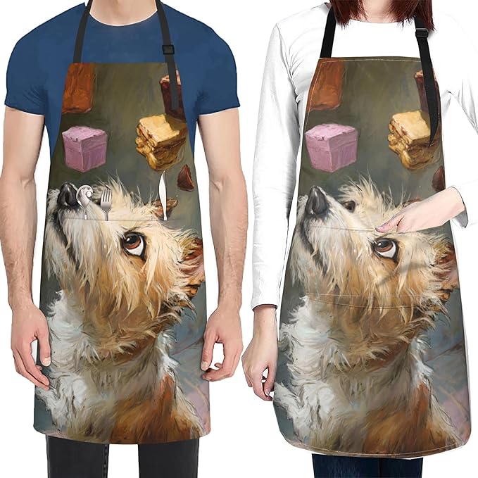 Funny Animal Apron with 2 Pockets Waterproof for Men Women Kitchen Garden Decor