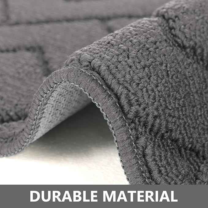 hicorfe Kitchen Rugs and Mats Sets,2 Pieces Super Absorbent Polypropylene Non-Slip Rug,Soft Comfort Floor Mat,Washable for Kitchen,Hallway,Office,Sink,Laundry(24" x 35"+24" x 71",Grey)