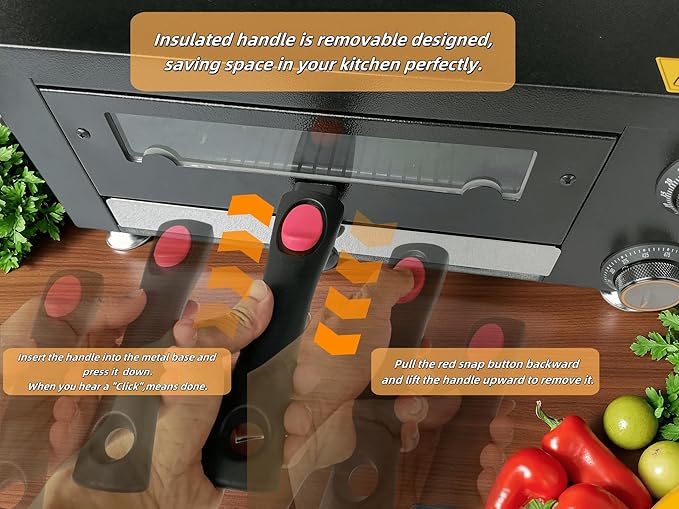 12 Inch Electric Pizza Oven Indoor, Countertop Pizza Oven with Visual Window, Commercial Pizza Maker with Removable Handle, Stainless Steel Pizza Cooker (Silver)