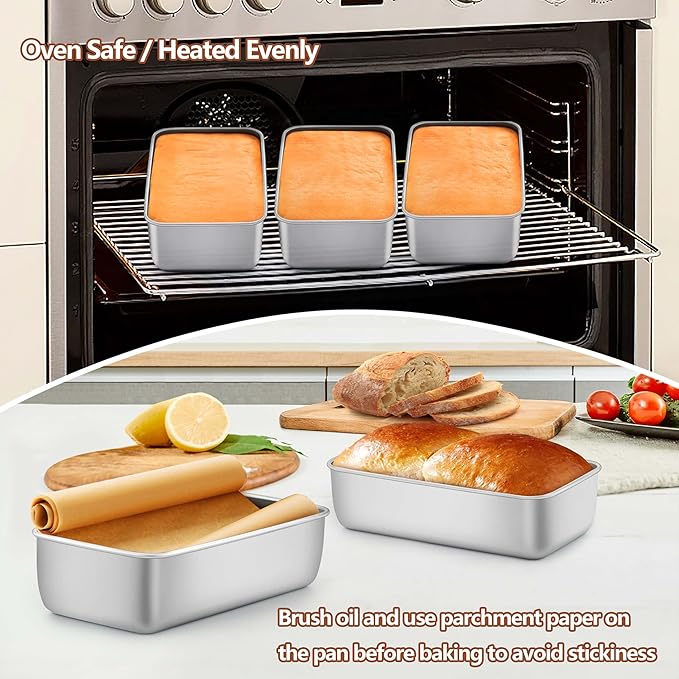 LIANYU 10 Pack Loaf Pans for Baking Bread, 9 x 5 Inch Stainless Steel Bread Loaf Pans for Sourdough, Cake Brownies, Heavy Duty Loaf Tins for Oven, Dishwasher Safe
