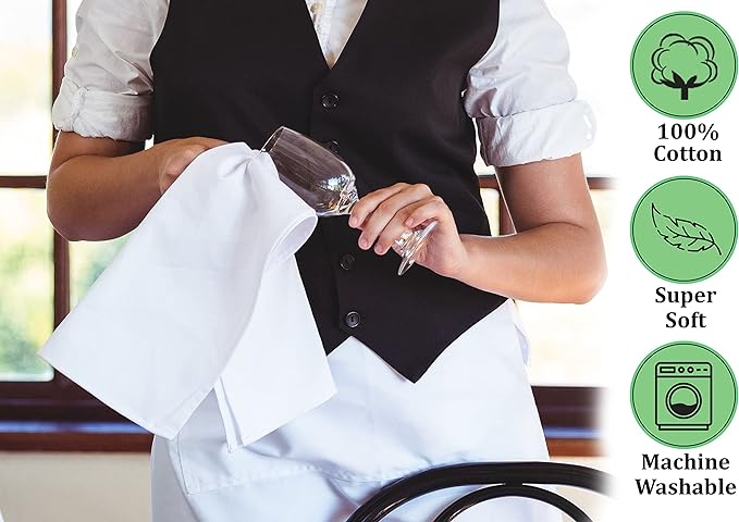 RUVANTI Flour Sack Towels 12 Pack 28 x 28 Inches, Ring Spun 100% Cotton Dish Towel, Machine Washable, Absorbent - Flour Sack Kitchen Towels for Drying and Cleaning - White