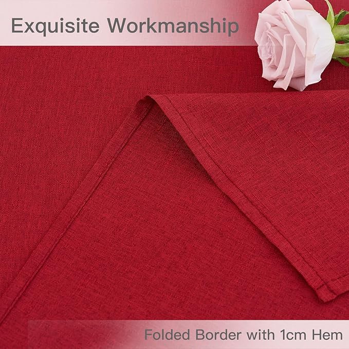 maxmill Christmas Tablecloth Linen Textured Water Resistance Antiwrinkle Spill Proof Fabric Washable Table Cloth, Decorative Table Cover for Banquet Party Holiday Dinner, Square 70 x 70 Inch, Red