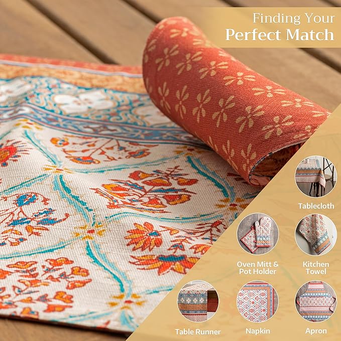 Maison d' Hermine Placemats Set of 4 100% Cotton Washable Cloth Place Mats, Reusable Table Mats for Thanksgiving Christmas Decorations Kitchen Dining Party Wedding Restaurant (Romane, 13" x 19")