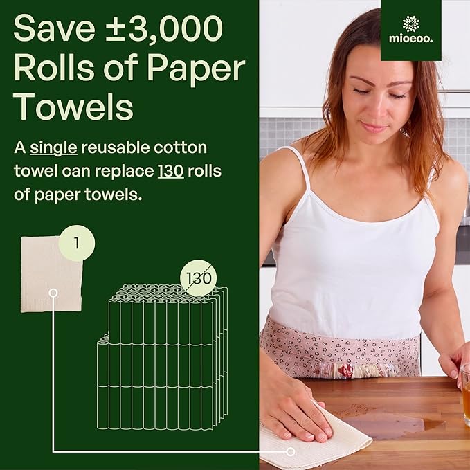 24 Pack Multicolored Reusable unPaper Towels - Nature Friendly - Organic Cotton Alternative - Thick, Strong, Paperless Kitchen Dish Cloths - Reusable Napkins - Dish Towels - Cloth Napkin