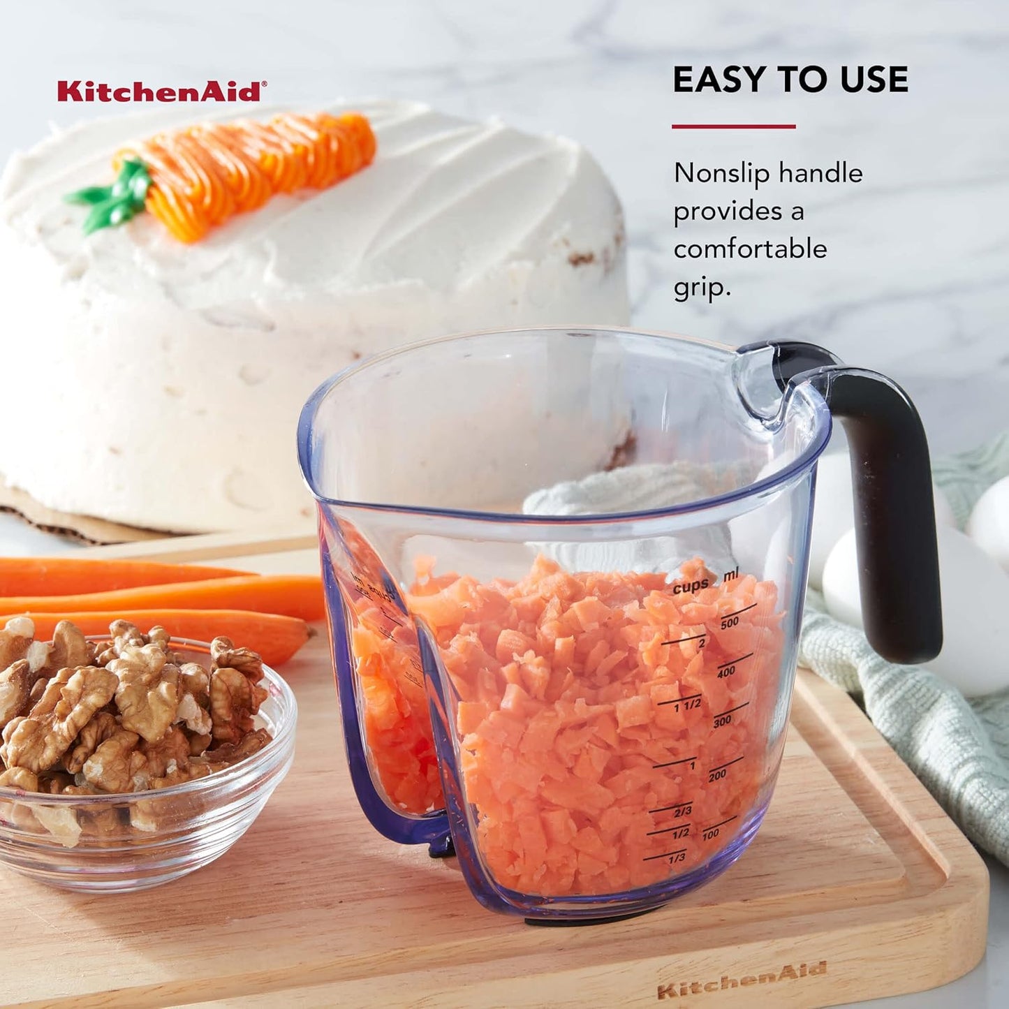 KitchenAid Universal Easy View Angled Measuring Cup, Medium, Clear with Black Handle