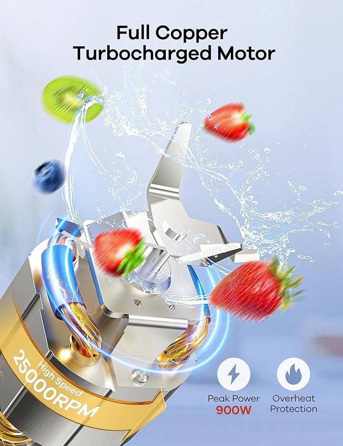 Ganiza Smoothie Blenders, 14Pcs Personal Blender for Shakes and Smoothies for Kitchen with 3 Portable Blender Cups (1x24oz & 2X17oz), Single Serve Smoothies Maker for Juices, Nutritious Recipe Grey