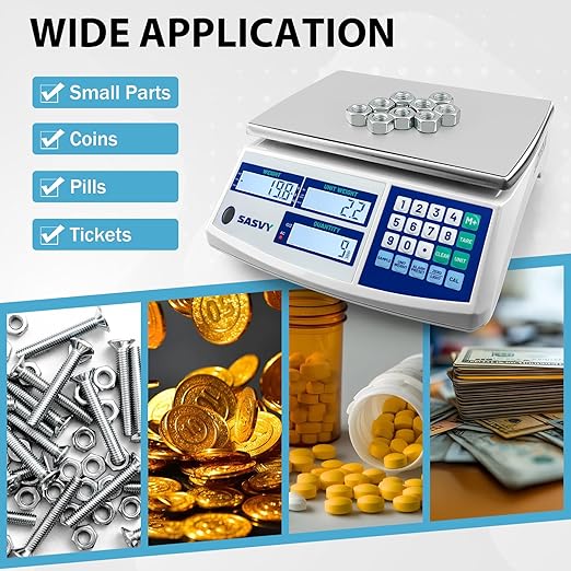 Counting Scale (66lb/30kg, 0.1g) lb/oz/kg/g Industrial Digital Inventory Scale with Battery for Small Parts, Coins, Pieces, Tickets