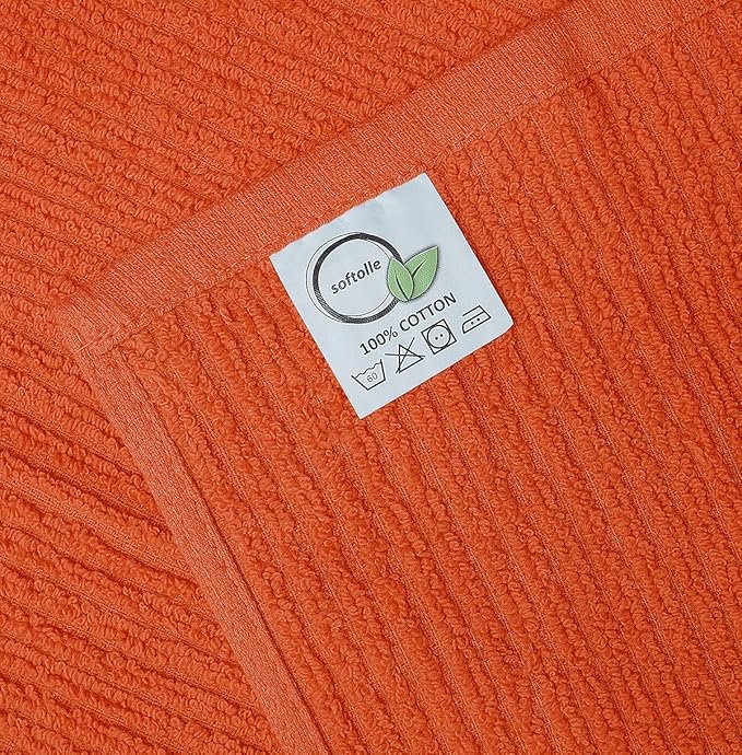Softolle Bar Mop Towels, Pack of 12-16x19 Inches - 100% Cotton Super Absorbent Towels, Multi-Purpose for Home and Bar Cleaning (Orange)