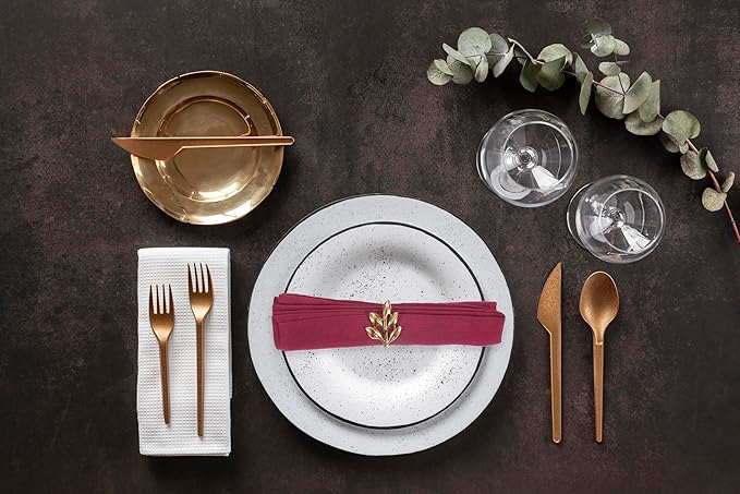 ANA Cloth Napkins Set of 6 (17.5x17.5) inch 100% Cotton Dinner Napkin Washable Hotel Quality Reusable Kitchen & Table Linen for Fall Thanksgiving Family Dinners Weddings & Everyday Use - Burgundy