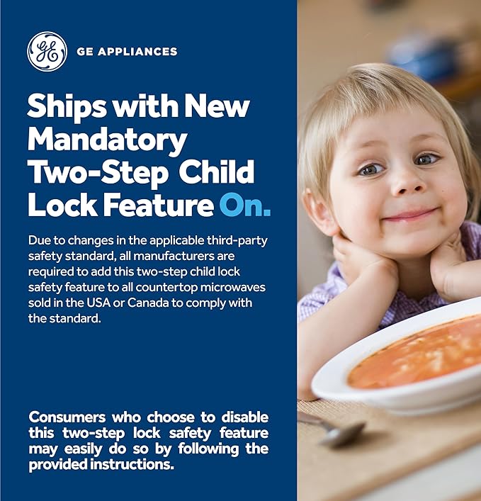 GE Countertop Microwave Oven,1, 200-watt Capacity, 2.0 Cubic Ft., 8 Auto Setting Cooking Settings, Child-Lock Technology, Kitchen Essentials for the Countertop, Dorm Room or Apartment, Stainless Steel