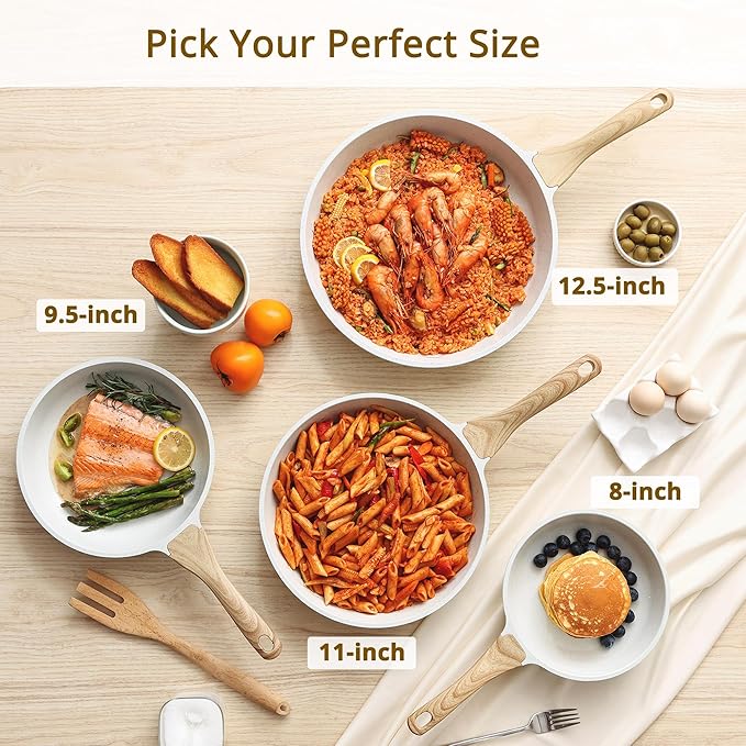 SENSARTE Nonstick Ceramic Frying Pan Skillet, 9.5 Inch Omelet Pan, Healthy Non Toxic Chef Pan, Induction Compatible Egg Pan with Heat Resistant Handle, PFAS-Free