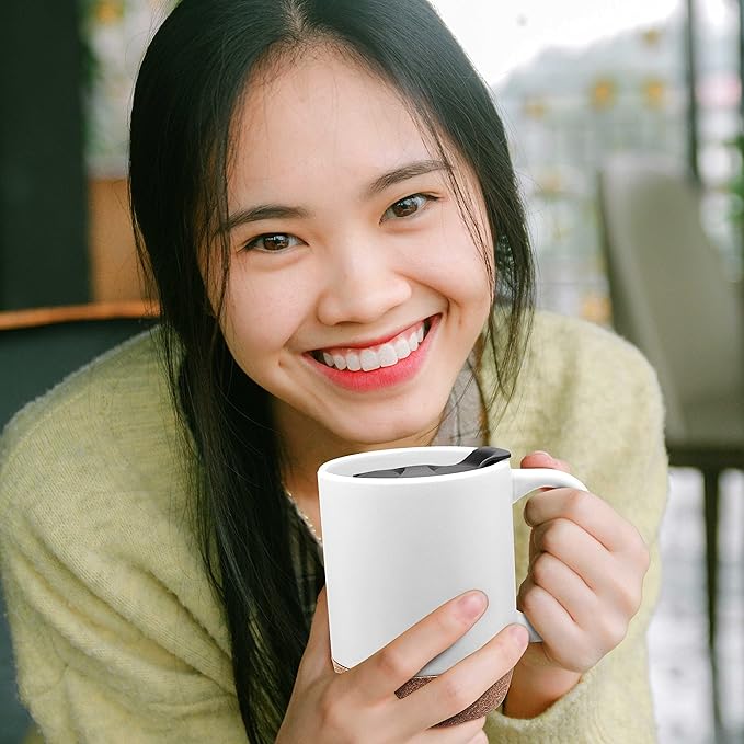 DISCOUNT PROMOS Barista Ceramic Mugs with Cork Bottom 13 oz. Set of 12, Bulk Pack - Perfect for Coffee, Tea, Espresso, Hot Cocoa, Other Beverages - White