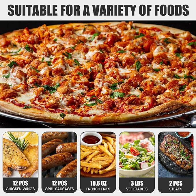 S AFSTAR 1450W Electric Pizza Oven, Stainless Steel Pizza Oven Countertop with Insulated Handle & Removable Tray, Commercial Pizza Maker Fits Pizzas up to 12" Diam for Restaurant Home Party