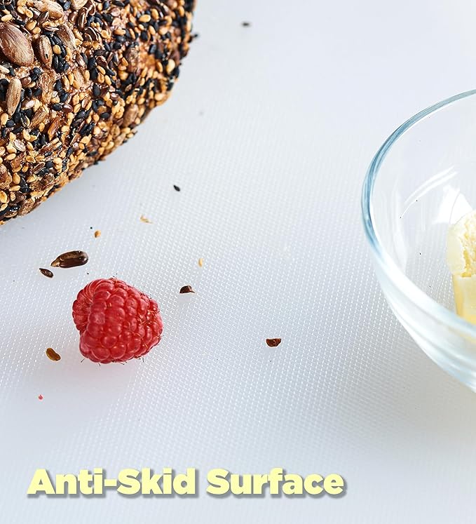 CURTA 6-Piece NSF 18" x 12" x 1/2" Multi-Colored Flexible Cutting Board Kit with Stainless steel Storage Rack, Color Coded Plastic Chopping Board with Anti Slip Surface Dishwasher Safe