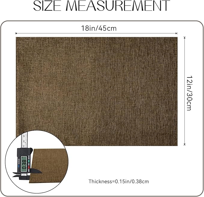 Romanstile Cloth Placemats Set of 8-12 x 18 Inch, Heat Resistant Double Layered Thickened Burlap Place Mats, Washable Faux Linen Farmhouse Table Mats for Kitchen/Dining/Party/Outdoor, Brown