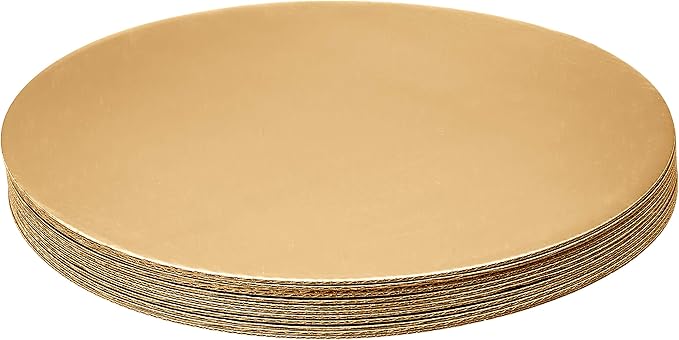 Fox Run 12-Piece Cardboard Cake Circle Base Set, 10 x 10 x 0.25 inches, Gold