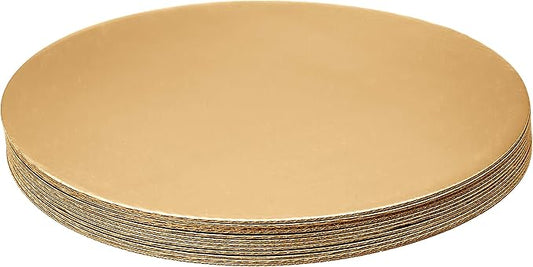 Fox Run 12-Piece Cardboard Cake Circle Base Set, 10 x 10 x 0.25 inches, Gold