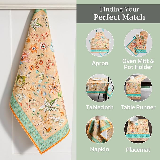 Maison d' Hermine Kitchen Towels Set of 2 100% Cotton 27.50" x 20" Reusable Cloth Tea Dish Towels Absorbent with Hanging Loop for Kitchen, Dining, Cocktail Parties Spring/Summer (Luxury Loft – Peach)