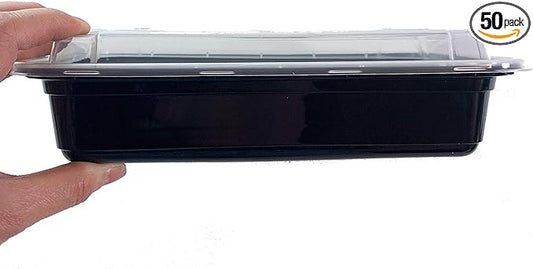 50 sets Rectangle Meal Prep Microwavable Food Containers Reusable Plastic BPA Free 32oz Rectangle